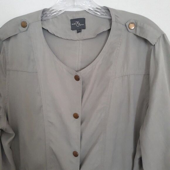 Market & Spruce Jacket Top Womens Large Green Hip Length Drawstring Lightweight - Picture 4 of 10